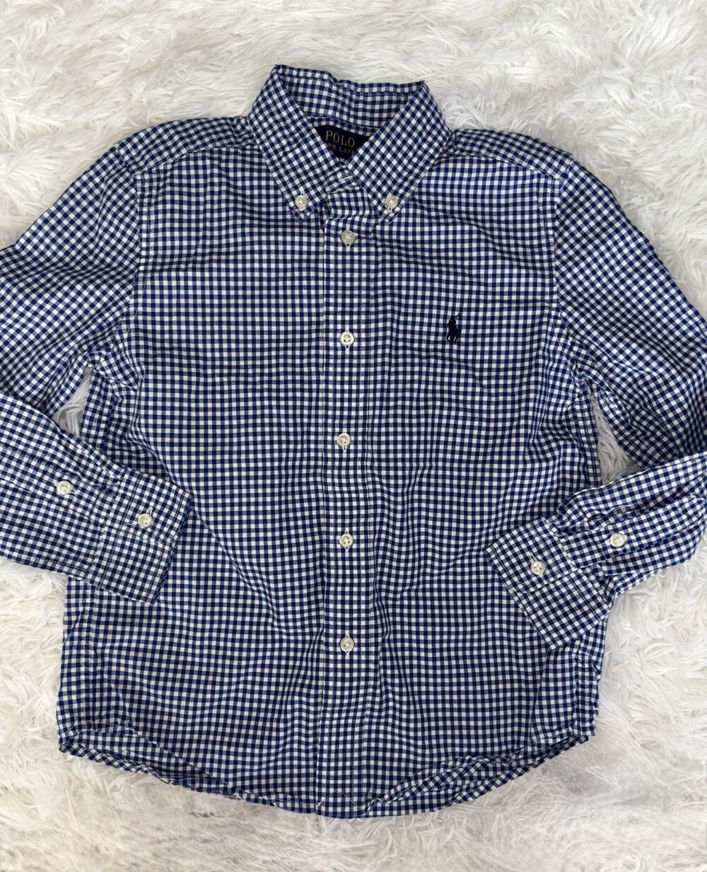 Polo Ralph Lauren Boys 6 Classic Blue Checkered Button Down.